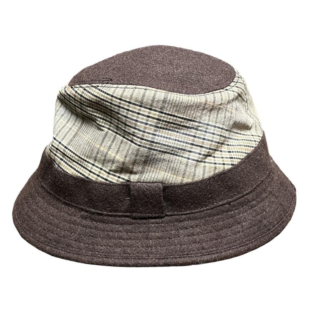 Henschel Hat Co Hat Cap Fitted Mens Large Brown‎ Plaid Wool Cotton Blend Winter